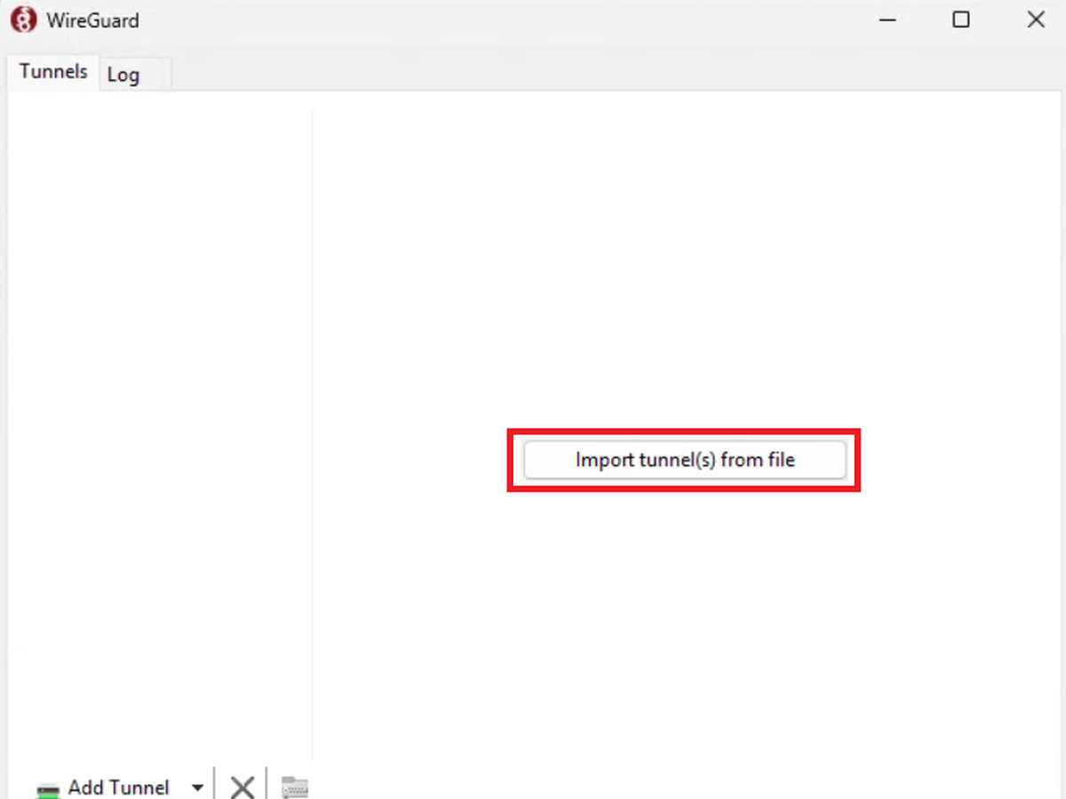 Import tunnel into WireGuard